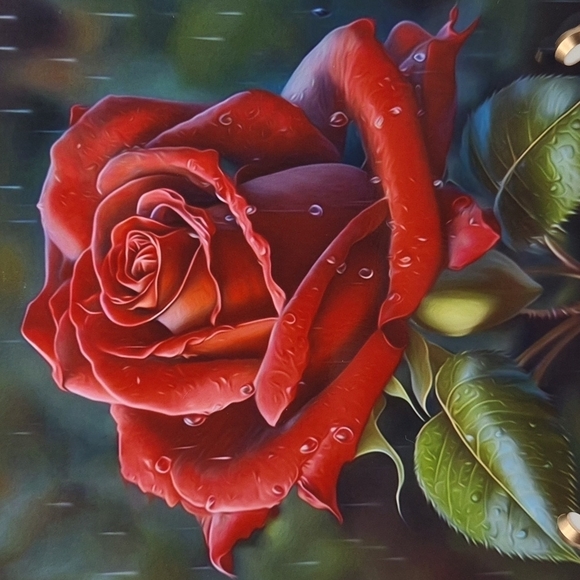4x4 Red Rose Flower Floral Watercolor Oil‎ Painting Art Print - Picture 2 of 3